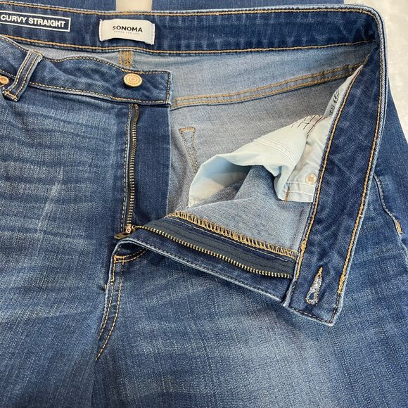 Sonoma Curvy Straight Fit Jeans Women's Plus Size 16 Denim Cotton Medium Wash - Picture 5 of 11